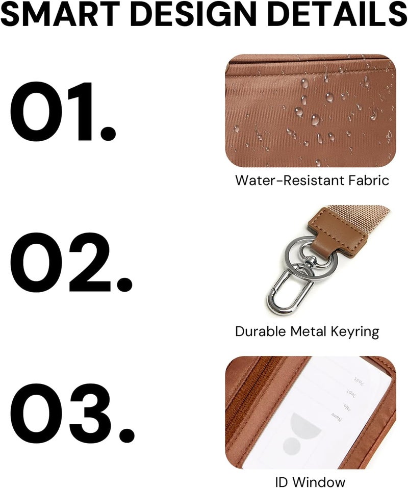 YDF Keychain Wallet Mini Zip Around Wristlet Wallets for Women Detachable Wristlet Portable Coin Purse Small Wallets Brown - Image 3